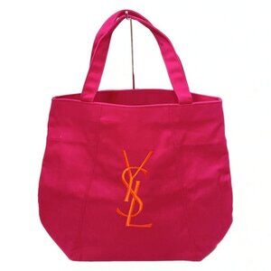 Auth Yves Saint Laurent PARFUMS - Pink Orange Canvas Tote Bag